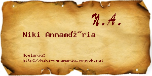Niki Annamária névjegykártya